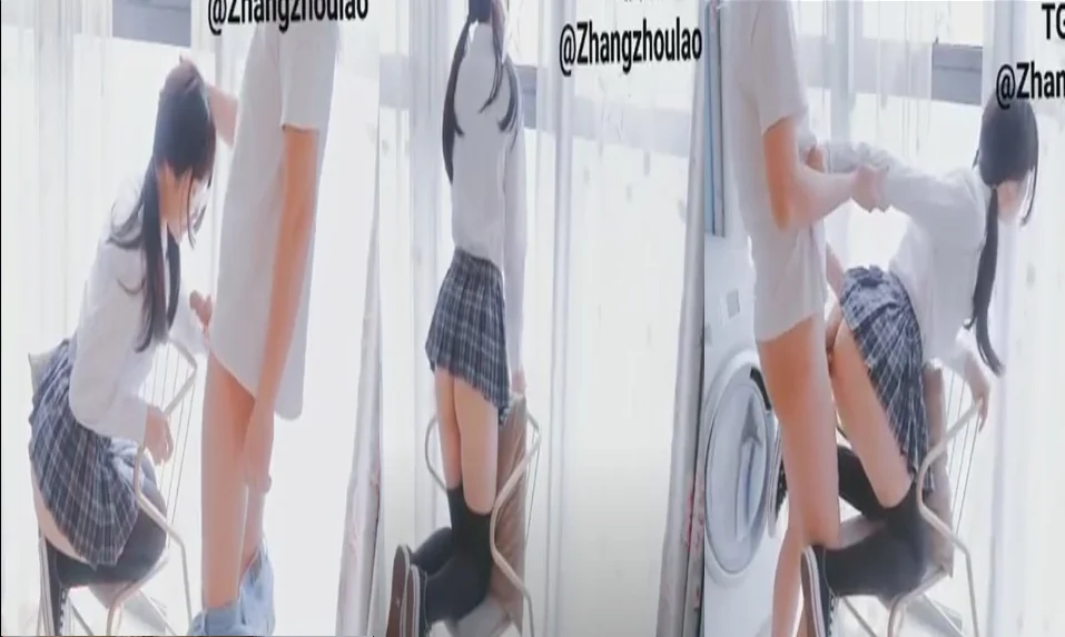 หนุ่มจีนให้แฟนใส่ชุดนักเรียนและทำการตั้งกล้องจับเธอเย็ดบนเก้าอี้